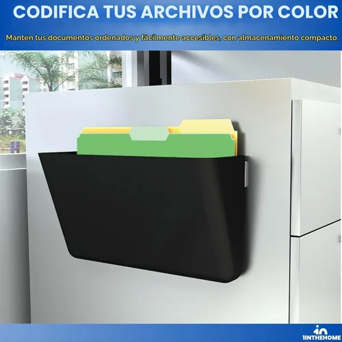 Vista 5 de Archivo de pared negro de un solo bolsillo, tamaño carta
