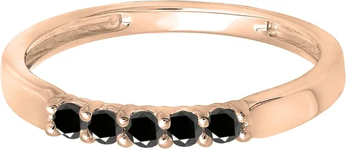 Vista 46 de Dazzlingrock Collection Anillo de boda redondo de 5 piedras preciosas o diamantes para mujer en oro macizo de 10 K/14 K/18 K