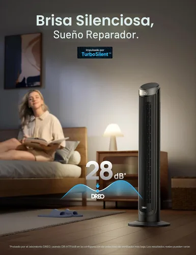 Vista 3 de Dreo - Ventilador de torre para dormitorio, ventiladores oscilantes de 90° que soplan aire frío, 5 velocidades, 4 modos con velocidad de 26 pies por