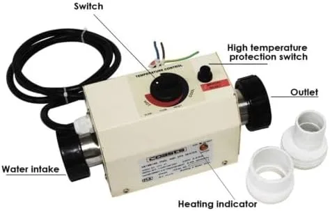Vista 2 de calentador eléctrico de la piscina del calentador de agua de la bañera del balneario del termóstato de la piscina de 220V 3KW