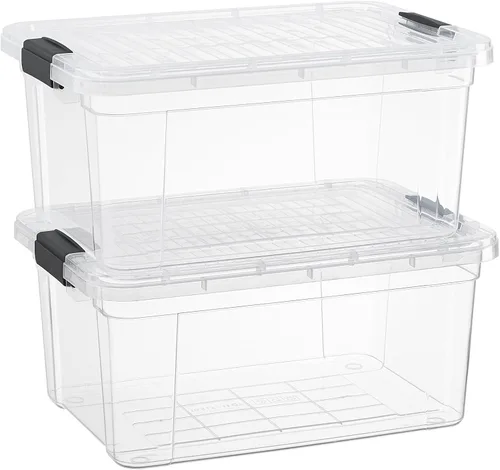Vista 24 de Superio Contenedor de plástico transparente de 7.4 cuartos con tapa, no tóxico, sin BPA, sin olor, caja de almacenamiento organizadora, recipiente