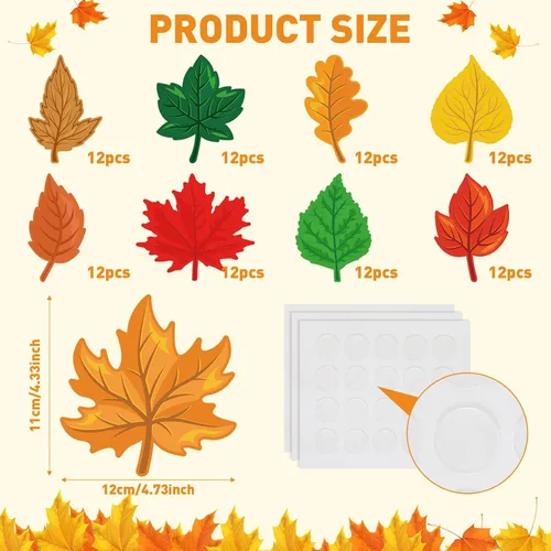 Vista 2 de Cholemy 108 piezas de hojas de arce, decoración de otoño para el aula, decoración de tablón de anuncios de otoño, papel de hojas de otoño