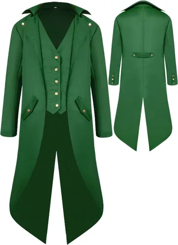 Vista 3 de SIAEAMRG Renaissance Steampunk Tailcoat Halloween Costumes for Men, Retro Pirate Victorian Gothic Medieval Jacket