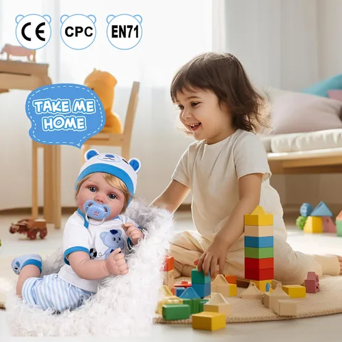Vista 8 de Aori Muñeca Reborn Baby Boy – 22 pulgadas realista recién nacido – Muñecas de bebé con peso hechas a mano con cuerpo de tela suave para niños de más