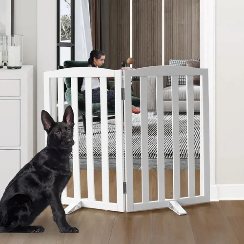 Vista 39 de Puerta Independiente para Perros para Interiores, Puerta para Perros Plegable, Puertas para Mascotas para Entradas, Escaleras o Pasillos, Puerta