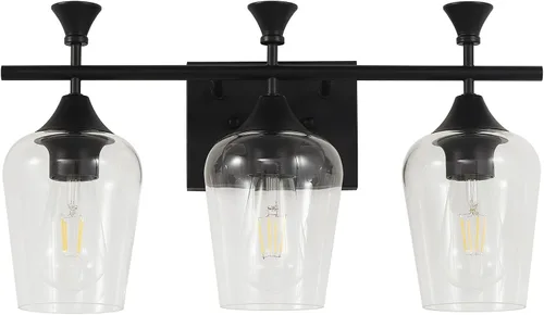 Vista 12 de Lámparas de baño (2 luces, 38 cm), luces de tocador mate negras para baño con pantalla de vidrio esmerilado blanco, luces de pared modernas