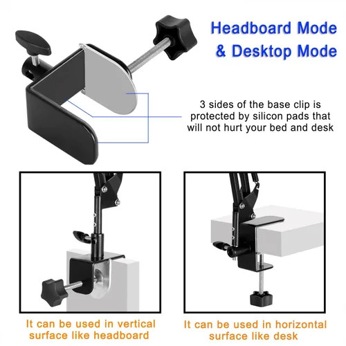 Vista 6 de Soporte para Tableta y Soporte para Teléfono para Cama, Soporte para iPad para Escritorio, Cabecera, Mesita de Noche, Mesa, Compatible con iPhone