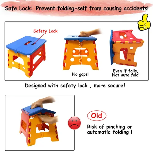 Vista 2 de Taburete plegable para niños pequeños lavabo de baño – Bloqueo de seguridad a estable (1 paquete = rojo + azul)