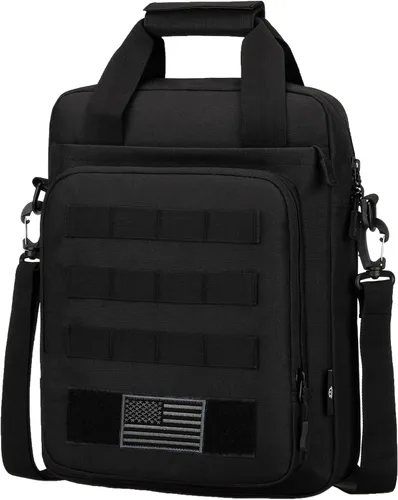 Vista 8 de Bolsa de Mensajero Táctica ZHIERNA, Maletín Táctico para Laptop de Alta Resistencia con MOLLE, Bolso de Hombro para Hombre (Incluye Parche)
