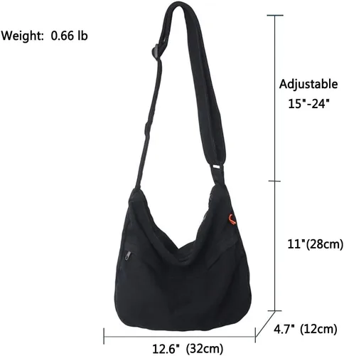 Vista 4 de Bolso de lona para mujeres y hombres, bolsos unisex para mujer, bolsos cruzados, bolso de hombro Hobo para adolescentes y niñas
