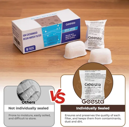 Vista 5 de Paquete de 6 filtros de agua premium para repuesto Breville BWF100 con resina de intercambio iónico