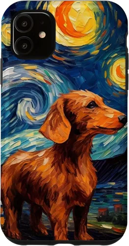 Vista 8 de Carcasa para iPhone 16 Dachshund Dog Starry Night Van Gogh Dachshund