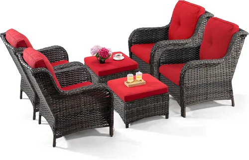 Vista 61 de Juego de 2 sillas de patio giratorias de 360 grados para exteriores y mesa auxiliar a juego – 3 sillas deslizantes de mimbre para patio con cojines