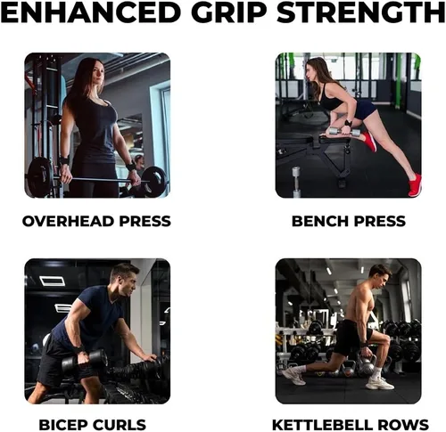 Vista 7 de Weight Lifting Grips with Wrist Straps - Non Slip Lifting Straps for Weightlifting, Deadlifting, Powerlifting and Pull Ups, Padded Weight Lifting
