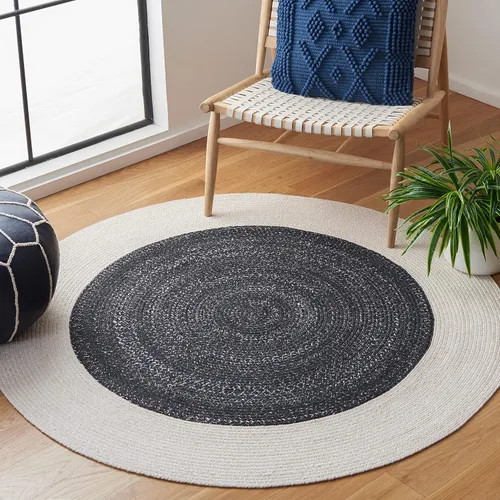 Vista 4 de SAFAVIEH Alfombra trenzada de la colección – Alfombra redonda de 3 pies, color beige y gris claro, casa de campo hecha a mano, ideal para zonas