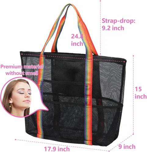 Vista 2 de Packism - Bolsa de playa de malla de gran tamaño 8 bolsillos para juguetes de playa de viaje