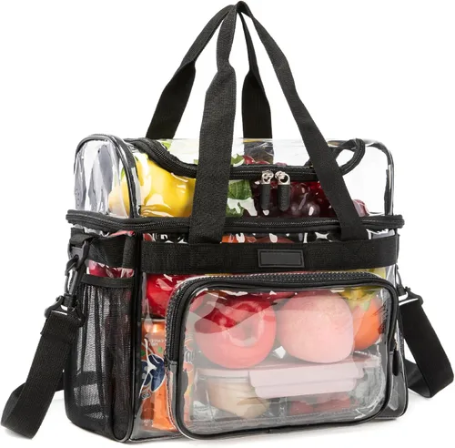 Vista 9 de Mochila grande transparente, mochila resistente transparente de PVC transparente, Negro (Gym Black)