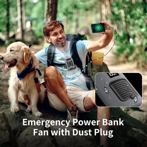 Vista 4 de Socool - Ventilador de cintura portátil con clip en el cinturón portátil de 5000 mAh, ventiladores personales recargables, ventilador de camisa