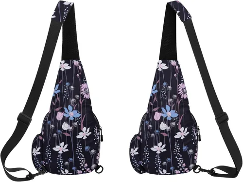 Vista 5 de HUA ANGEL Bolso bandolera floral - Mochila cruzada pequeña para hombres y mujeres, senderismo, caminar, viajes, mini bolsa de pecho