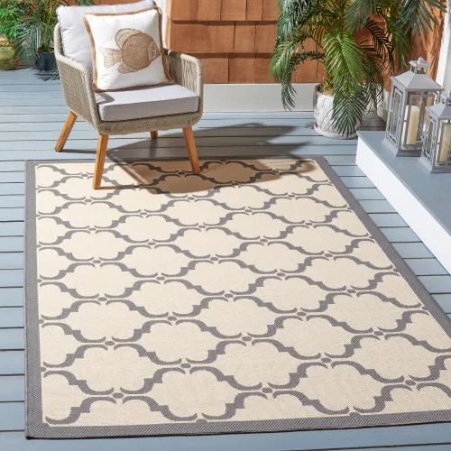 Vista 58 de SAFAVIEH Alfombra lavable al aire libre Courtyard Collection - 9 x 12 pies, beige y terracota, no desprende pelusa y fácil limpieza, ideal
