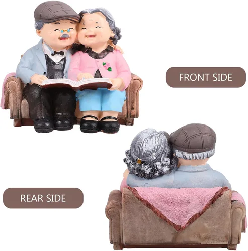 Vista 2 de Veemoon Figuras de pareja de ancianos, escultura romántica para parejas de ancianos, regalo para el día de San Valentín, aniversario, boda