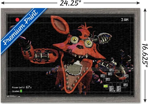 Vista 3 de Trends International Five Nights at Freddy's - Póster de pared Foxy Camera, 14.725 x 22.375 pulgadas, versión enmarcada de madera de granero Versión