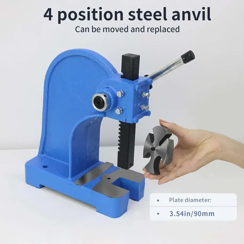 Vista 7 de Arbor Press 0.5 toneladas,Máquina manual de prensa de punzonado de escritorio,Altura de trabajo de 4,48 pulgadas,Cuerpo de hierro fundido de prensa