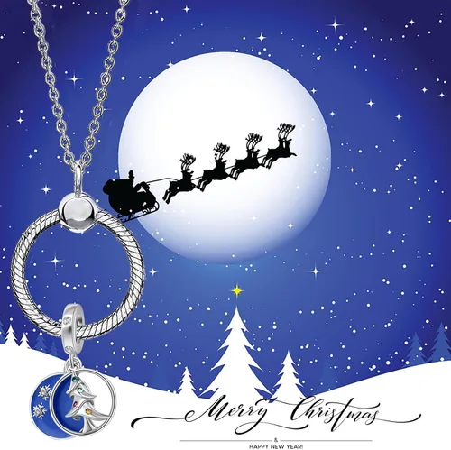 Vista 6 de Muñeco de nieve de Navidad, elfo, ciervo, dulce pan de jengibre, abalorio de invierno para pulsera Pandora