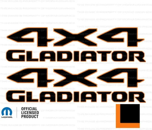 Vista 21 de Adhesivos gráficos de cabecera de gladiador 4x4 para Jeep Wrangler/Gladiator JL/JT (2019-2024) 392 bronce con contorno negro F392BO (juego de 2)