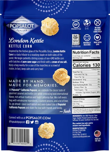 Vista 2 de Popsalot Gourmet Popcorn Signature Series Classic Pouch, London Kettle Corn, 5.0 onzas