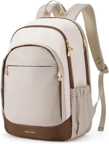 Vista 14 de LIGHT FLIGHT Mochila de viaje para mujer, mochila para laptop de 17.3 Beige