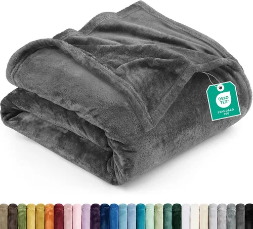 Vista 43 de Utopia Bedding - Manta de vellón de lujo, mullida, antiestática; manta de suave microfibra de 8.8 oz/yd² (300 g/m²) para sofá y cama; tamaño Gris