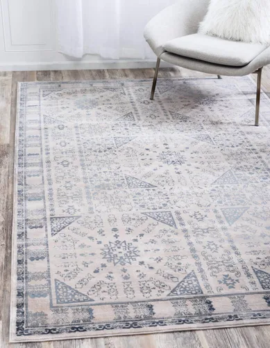 Vista 20 de Unique Loom Paris Collection - Alfombra de abedul (2 pies 7 pulgadas x 6 pies, color azul/beige)