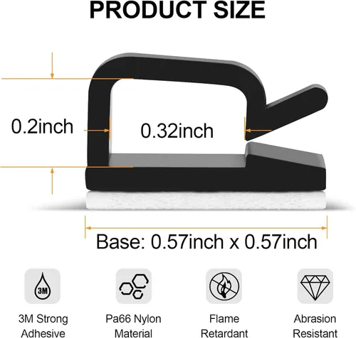 Vista 2 de 50 clips adhesivos para cables, clips de cable de pared mejorados, clips de alambre para cables, gestión de cables de carga, clips de gestión