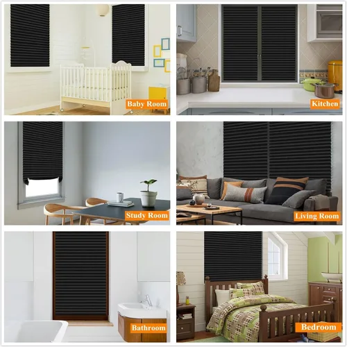 Vista 2 de MALOKI Persianas plisadas para ventana, persianas temporales sin cordones, filtrantes de luz, plisadas, de papel, para oscurecer la habitación