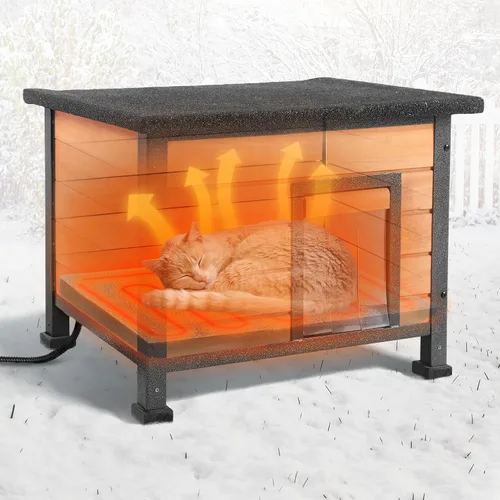 Vista 9 de Casa para gatos al aire libre, casa para gatos al aire libre, resistente a la intemperie, techos de asfalto abiertos, casa para gatos para gatos