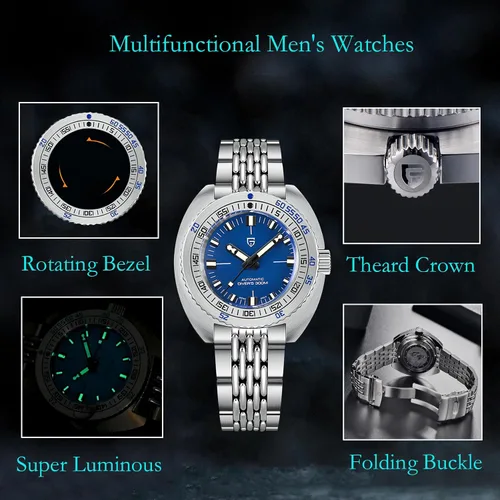 Vista 4 de Pagani Design - Reloj de lujo automático para hombre, movimiento japonés NH38, 1.654 in, cristal de zafiro, impermeable, luminoso, reloj deportivo