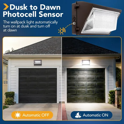Vista 4 de Paquete de pared LED de 100 W, del anochecer al amanecer, 13000 lúmenes, 5000 K, iluminación de seguridad comercial de luz diurna, equivalente a