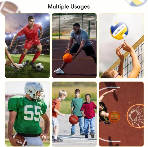 Vista 5 de Pelotas deportivas completas con bolsa, bomba para niños - Kickball, voleibol, pelota de fútbol, fútbol, baloncesto - Juego al aire libre