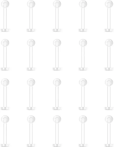 Vista 10 de Aretes transparentes de plástico para piercing deportivo, para el vientre, septum, ceja, labio, cartílago, tragus, labios, labio, retenedores