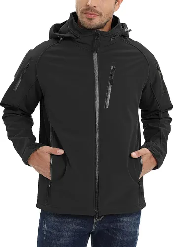 Vista 2 de TACVASEN Special Ops - Chaqueta táctica para hombre, resistente al agua, softshell y desmontable, con capucha