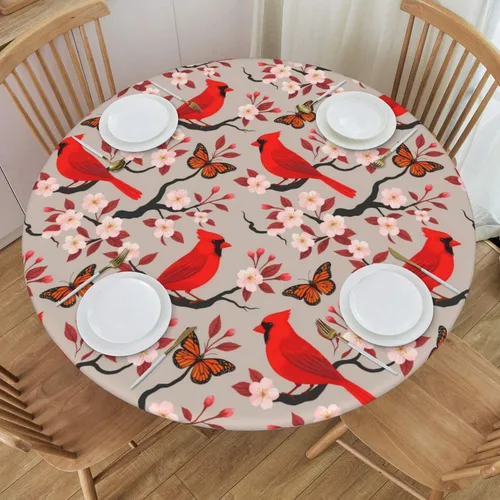 Vista 10 de Famame Beautiful Bloom - Mantel redondo ajustable con borde elástico, impermeable, con borde elástico, para interiores y exteriores, se adapta a