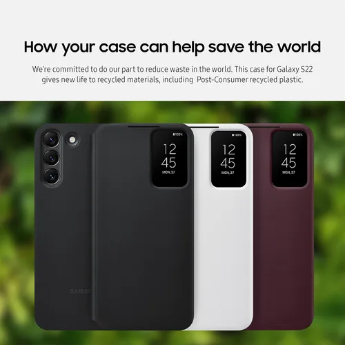 Vista 5 de Samsung Funda protectora para teléfono Galaxy S22 S-View, control de grifo, diseño de vanguardia, versión estadounidense, negro, (EF-ZS901CBEGUS)
