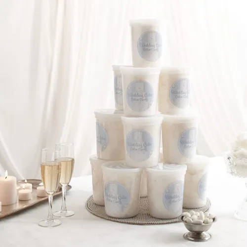 Vista 4 de Pastel de boda de algodón de azúcar con sabor gourmet (paquete de 12) – Idea única para vacaciones, cumpleaños, regalos de broma, recuerdos