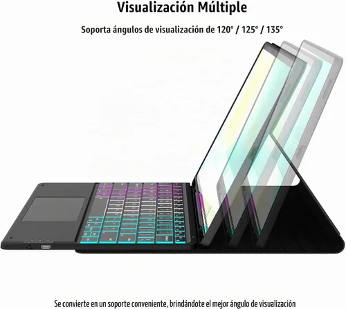 Vista 8 de Funda de teclado para Samsung Galaxy Tab S10 FE+ Plus de 13.1 pulgadas 2025: modo DEX con un solo clic, retroiluminación arcoíris, trackpad