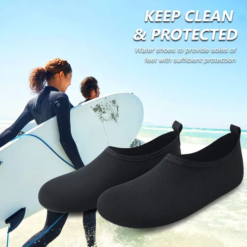 Vista 6 de Deevike Zapatos acuáticos para mujeres y hombres, estilo descalzo, de secado rápido, calcetines de agua sin cordones para playa, piscina, natación