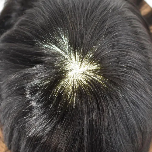 Vista 5 de Toupee - Sistema de cabello humano real para hombres, cabello humano completo, extensión de piel de polietileno para hombres, sistemas de reemplazo