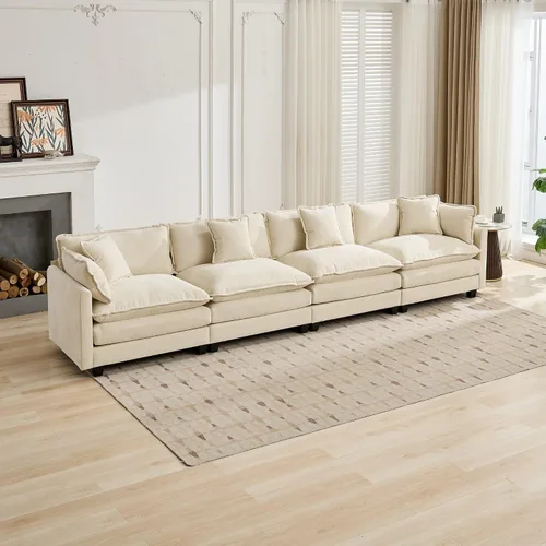 Vista 4 de Sofá Sillones de felpilla transpirable de 150 pulgadas para sala con diseño ergonómico, sofás para sala con modular flexible para espacios de vida