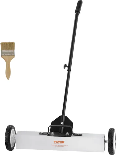 Vista 12 de VEVOR Barredora magnética con ruedas, mini barredora magnética de 15 pulgadas, capacidad de 8 libras, mango ajustable, barredora magnética ligera