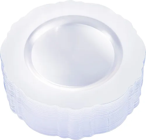 Vista 13 de WDF 60 platos desechables de plástico transparente para postre, 7.5 pulgadas, pequeños, desechables, para pasteles, aperitivos, postres para bodas
